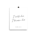 I Wrote Her I Became Her Poster 8" x 10"