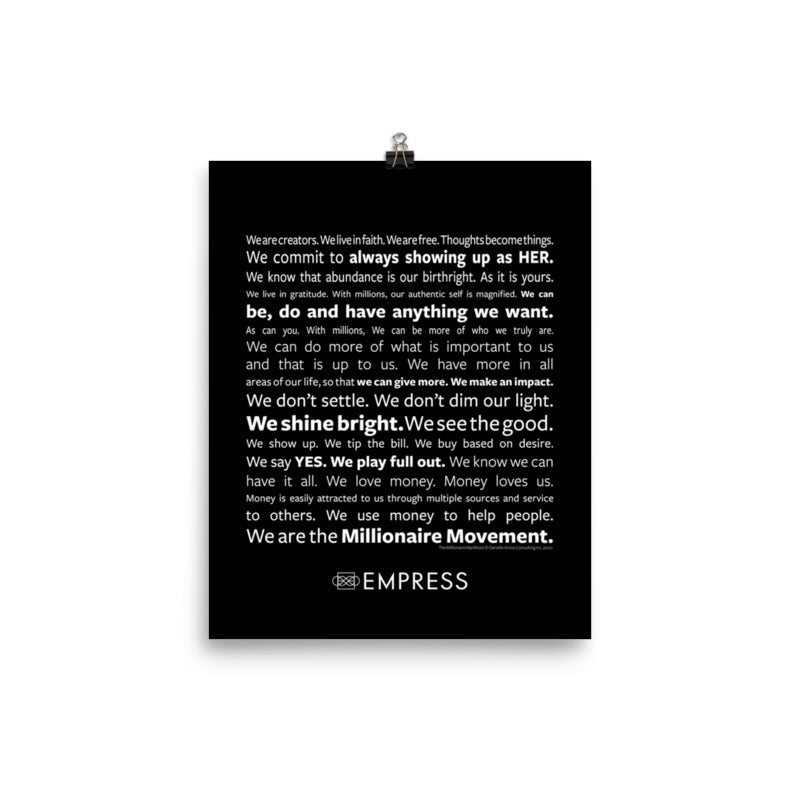 Millionaire Manifesto Poster 8" x 10"