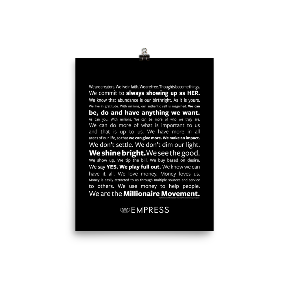 Millionaire Manifesto Poster 8" x 10"